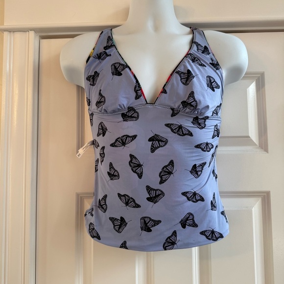 Vera Bradley Yes Way Rose Emily Tankini Top M Black Floral Print *No Cup Liners - Picture 7 of 10